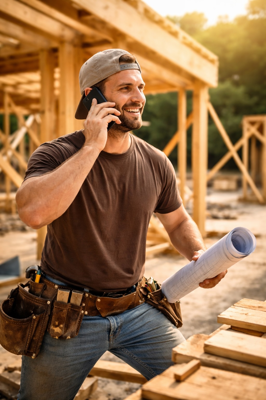 artisan en train de téléphoner à un client potentiel concernant un nouveau chantier